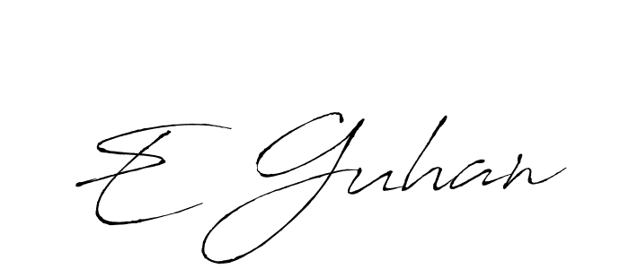The best way (Antro_Vectra) to make a short signature is to pick only two or three words in your name. The name E Guhan include a total of six letters. For converting this name. E Guhan signature style 6 images and pictures png