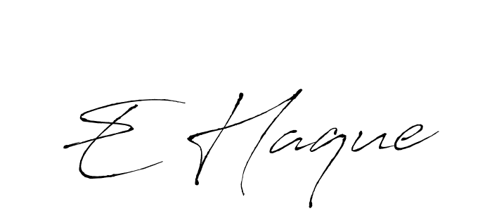 Design your own signature with our free online signature maker. With this signature software, you can create a handwritten (Antro_Vectra) signature for name E Haque. E Haque signature style 6 images and pictures png