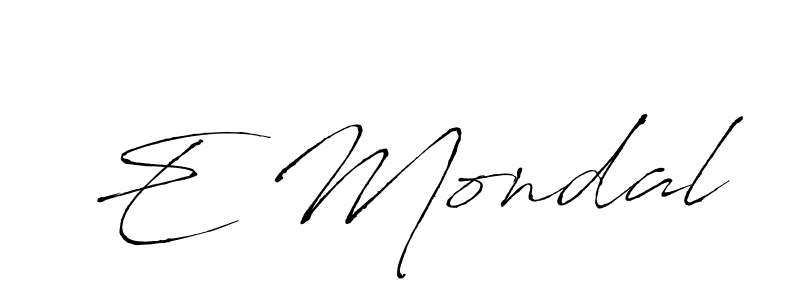 E Mondal stylish signature style. Best Handwritten Sign (Antro_Vectra) for my name. Handwritten Signature Collection Ideas for my name E Mondal. E Mondal signature style 6 images and pictures png