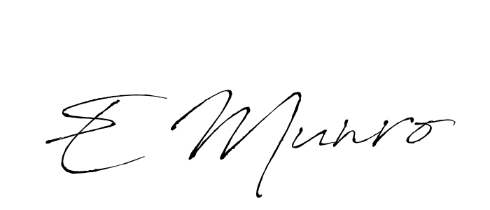 How to make E Munro name signature. Use Antro_Vectra style for creating short signs online. This is the latest handwritten sign. E Munro signature style 6 images and pictures png