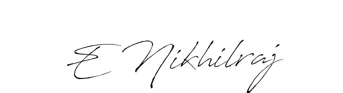 The best way (Antro_Vectra) to make a short signature is to pick only two or three words in your name. The name E Nikhilraj include a total of six letters. For converting this name. E Nikhilraj signature style 6 images and pictures png
