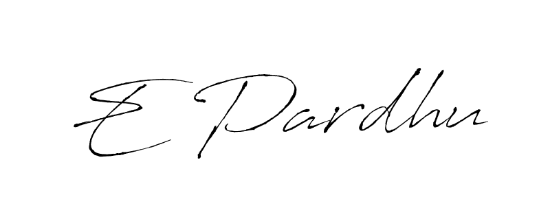 The best way (Antro_Vectra) to make a short signature is to pick only two or three words in your name. The name E Pardhu include a total of six letters. For converting this name. E Pardhu signature style 6 images and pictures png