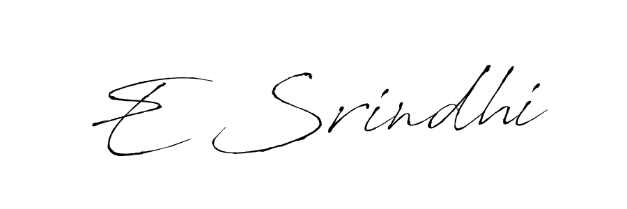 This is the best signature style for the E Srindhi name. Also you like these signature font (Antro_Vectra). Mix name signature. E Srindhi signature style 6 images and pictures png