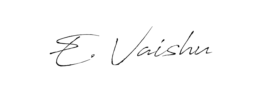 The best way (Antro_Vectra) to make a short signature is to pick only two or three words in your name. The name E. Vaishu include a total of six letters. For converting this name. E. Vaishu signature style 6 images and pictures png