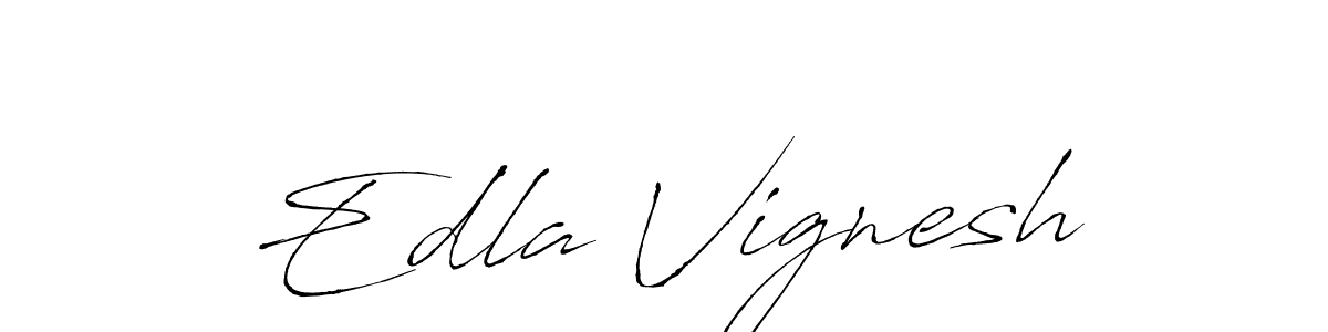 How to make Edla Vignesh name signature. Use Antro_Vectra style for creating short signs online. This is the latest handwritten sign. Edla Vignesh signature style 6 images and pictures png