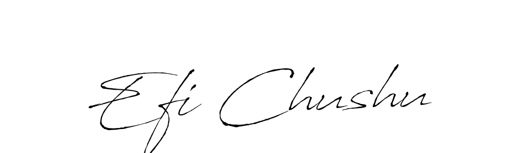 The best way (Antro_Vectra) to make a short signature is to pick only two or three words in your name. The name Efi Chushu include a total of six letters. For converting this name. Efi Chushu signature style 6 images and pictures png