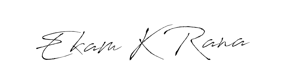 How to make Ekam K Rana name signature. Use Antro_Vectra style for creating short signs online. This is the latest handwritten sign. Ekam K Rana signature style 6 images and pictures png