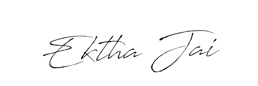 How to make Ektha Jai name signature. Use Antro_Vectra style for creating short signs online. This is the latest handwritten sign. Ektha Jai signature style 6 images and pictures png