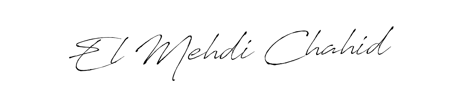 The best way (Antro_Vectra) to make a short signature is to pick only two or three words in your name. The name El Mehdi Chahid include a total of six letters. For converting this name. El Mehdi Chahid signature style 6 images and pictures png