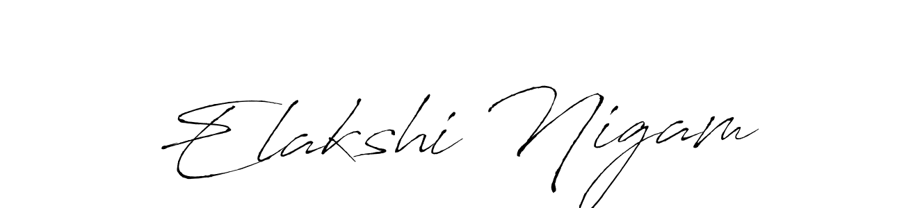 You can use this online signature creator to create a handwritten signature for the name Elakshi Nigam. This is the best online autograph maker. Elakshi Nigam signature style 6 images and pictures png