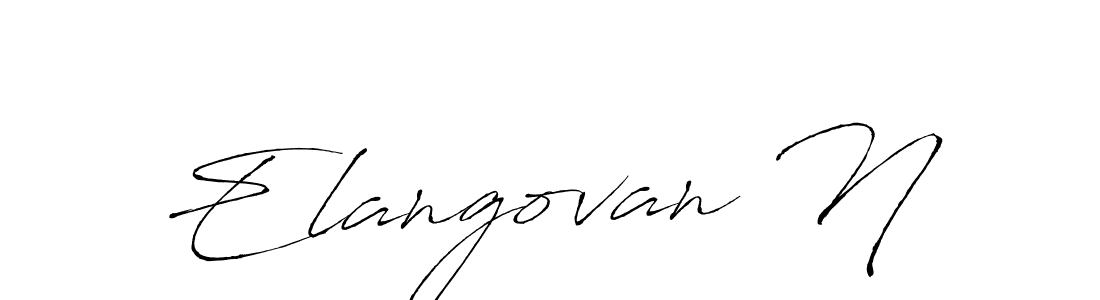 The best way (Antro_Vectra) to make a short signature is to pick only two or three words in your name. The name Elangovan N include a total of six letters. For converting this name. Elangovan N signature style 6 images and pictures png