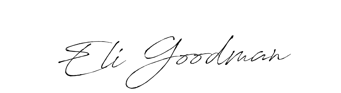 How to make Eli Goodman name signature. Use Antro_Vectra style for creating short signs online. This is the latest handwritten sign. Eli Goodman signature style 6 images and pictures png