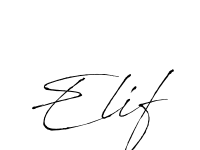 Make a beautiful signature design for name Elif. With this signature (Antro_Vectra) style, you can create a handwritten signature for free. Elif signature style 6 images and pictures png