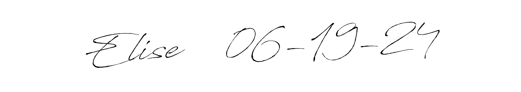 How to make Elise    06-19-24 name signature. Use Antro_Vectra style for creating short signs online. This is the latest handwritten sign. Elise    06-19-24 signature style 6 images and pictures png