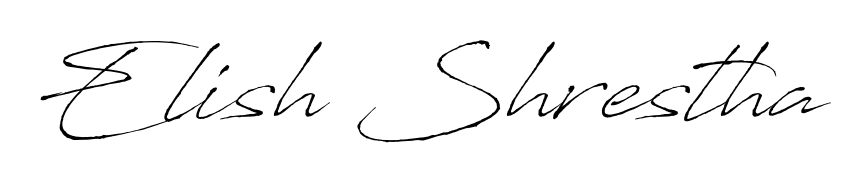 Designed for modern professionals: Elish Shrestha name signature crafted with Antro_Vectra script. Ready for digital PDF workflows. Elish Shrestha signature style 6 images and pictures png
