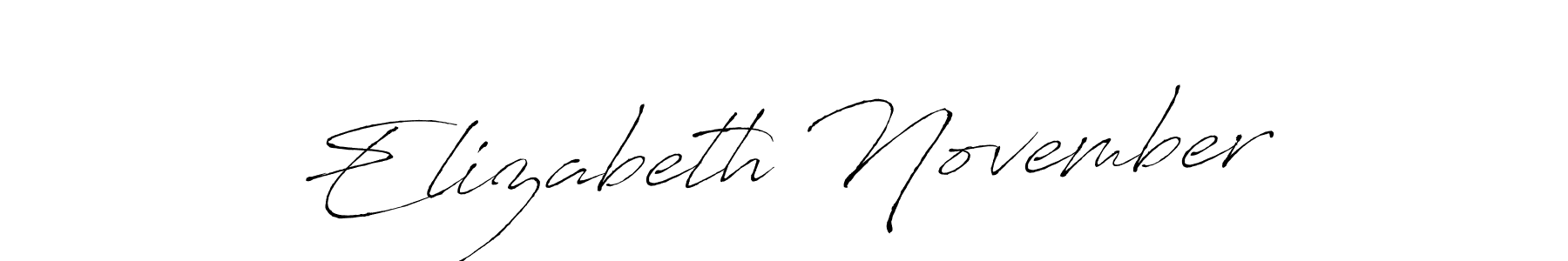 How to make Elizabeth November name signature. Use Antro_Vectra style for creating short signs online. This is the latest handwritten sign. Elizabeth November signature style 6 images and pictures png