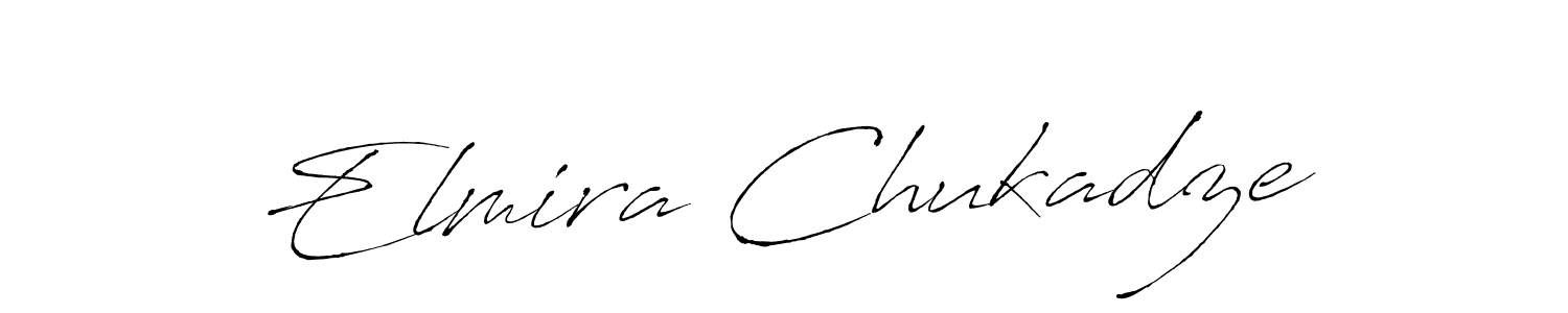 How to make Elmira Chukadze name signature. Use Antro_Vectra style for creating short signs online. This is the latest handwritten sign. Elmira Chukadze signature style 6 images and pictures png