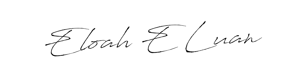 The best way (Antro_Vectra) to make a short signature is to pick only two or three words in your name. The name Eloah E Luan include a total of six letters. For converting this name. Eloah E Luan signature style 6 images and pictures png