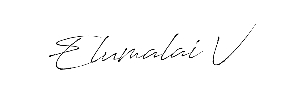 Similarly Antro_Vectra is the best handwritten signature design. Signature creator online .You can use it as an online autograph creator for name Elumalai V. Elumalai V signature style 6 images and pictures png