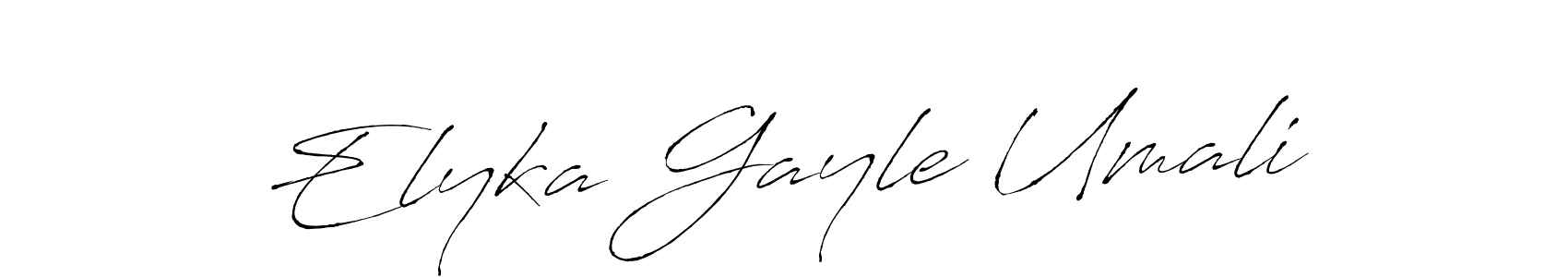 How to make Elyka Gayle Umali name signature. Use Antro_Vectra style for creating short signs online. This is the latest handwritten sign. Elyka Gayle Umali signature style 6 images and pictures png