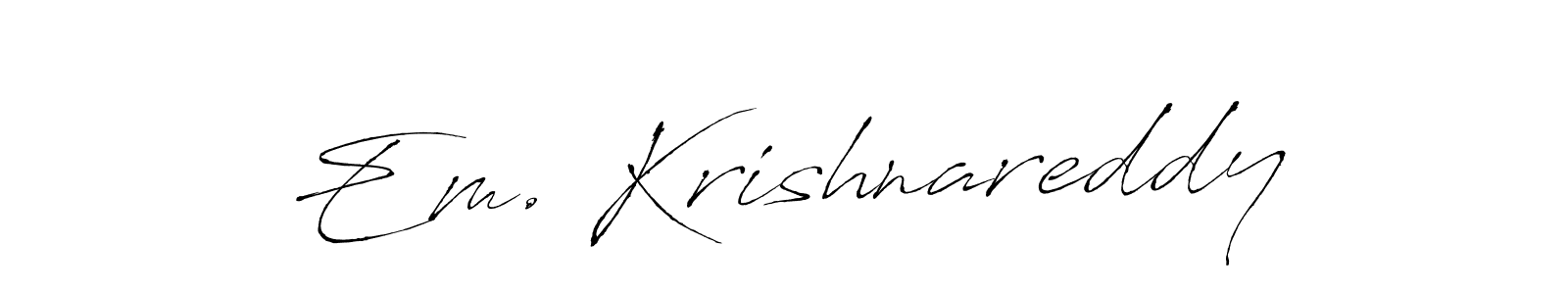 How to make Em. Krishnareddy name signature. Use Antro_Vectra style for creating short signs online. This is the latest handwritten sign. Em. Krishnareddy signature style 6 images and pictures png