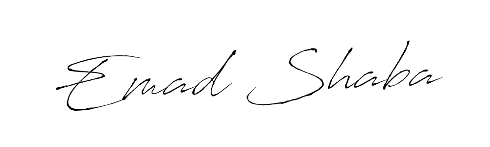 How to make Emad Shaba name signature. Use Antro_Vectra style for creating short signs online. This is the latest handwritten sign. Emad Shaba signature style 6 images and pictures png