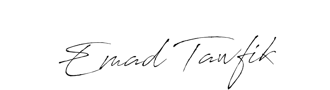 This is the best signature style for the Emad Tawfik name. Also you like these signature font (Antro_Vectra). Mix name signature. Emad Tawfik signature style 6 images and pictures png