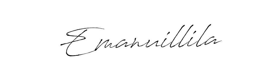 How to make Emanuillila name signature. Use Antro_Vectra style for creating short signs online. This is the latest handwritten sign. Emanuillila signature style 6 images and pictures png