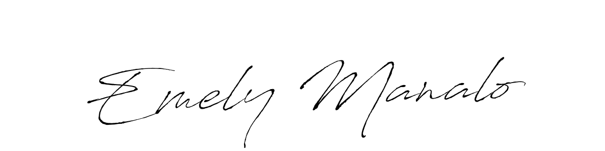 Make a beautiful signature design for name Emely Manalo. With this signature (Antro_Vectra) style, you can create a handwritten signature for free. Emely Manalo signature style 6 images and pictures png