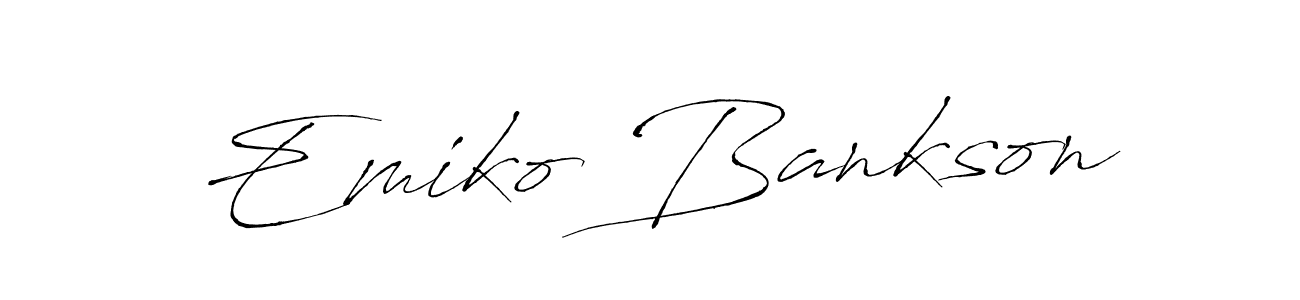 Similarly Antro_Vectra is the best handwritten signature design. Signature creator online .You can use it as an online autograph creator for name Emiko Bankson. Emiko Bankson signature style 6 images and pictures png