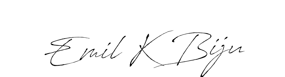 Make a beautiful signature design for name Emil K Biju. With this signature (Antro_Vectra) style, you can create a handwritten signature for free. Emil K Biju signature style 6 images and pictures png