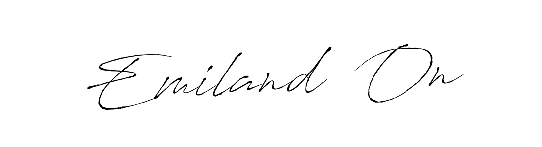 How to make Emiland  On name signature. Use Antro_Vectra style for creating short signs online. This is the latest handwritten sign. Emiland  On signature style 6 images and pictures png