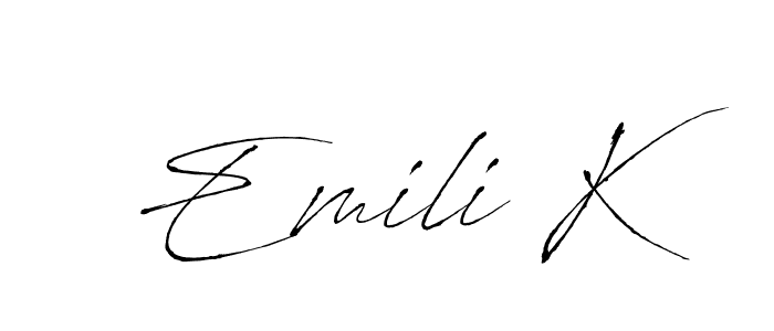 Create a beautiful signature design for name Emili K. With this signature (Antro_Vectra) fonts, you can make a handwritten signature for free. Emili K signature style 6 images and pictures png