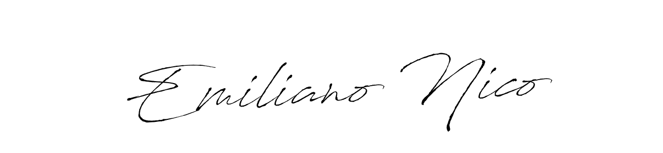 Design your own signature with our free online signature maker. With this signature software, you can create a handwritten (Antro_Vectra) signature for name Emiliano Nico. Emiliano Nico signature style 6 images and pictures png