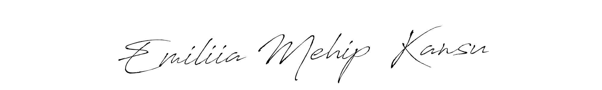 Here are the top 10 professional signature styles for the name Emiliia Mehip  Kansu. These are the best autograph styles you can use for your name. Emiliia Mehip  Kansu signature style 6 images and pictures png