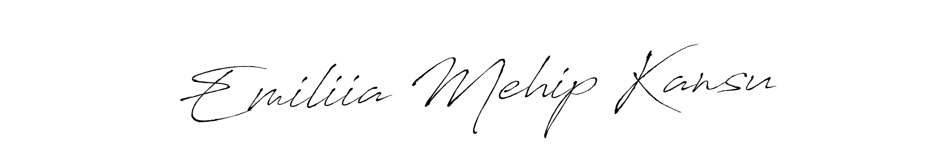You should practise on your own different ways (Antro_Vectra) to write your name (Emiliia Mehip Kansu) in signature. don't let someone else do it for you. Emiliia Mehip Kansu signature style 6 images and pictures png