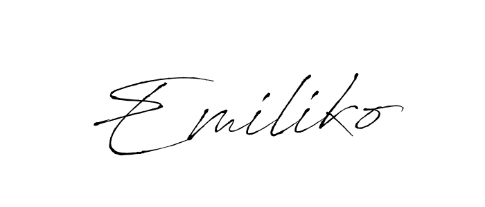 Create a beautiful signature design for name Emiliko. With this signature (Antro_Vectra) fonts, you can make a handwritten signature for free. Emiliko signature style 6 images and pictures png