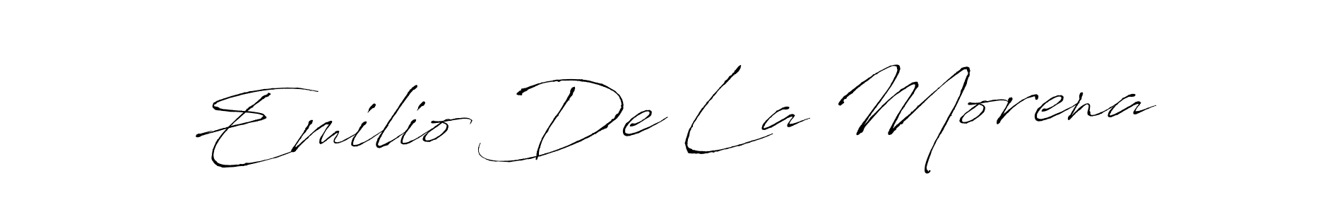 How to make Emilio De La Morena name signature. Use Antro_Vectra style for creating short signs online. This is the latest handwritten sign. Emilio De La Morena signature style 6 images and pictures png