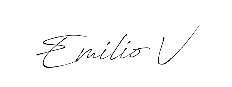 Similarly Antro_Vectra is the best handwritten signature design. Signature creator online .You can use it as an online autograph creator for name Emilio V. Emilio V signature style 6 images and pictures png