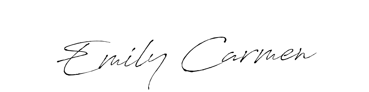 The best way (Antro_Vectra) to make a short signature is to pick only two or three words in your name. The name Emily Carmen include a total of six letters. For converting this name. Emily Carmen signature style 6 images and pictures png