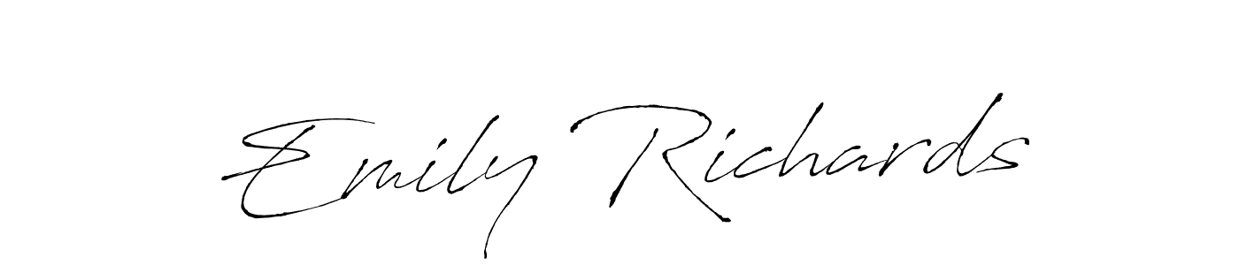 How to make Emily Richards name signature. Use Antro_Vectra style for creating short signs online. This is the latest handwritten sign. Emily Richards signature style 6 images and pictures png