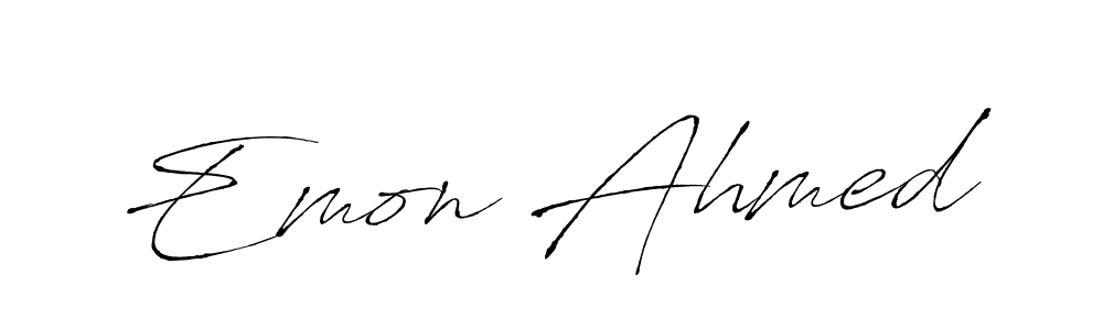 How to make Emon Ahmed name signature. Use Antro_Vectra style for creating short signs online. This is the latest handwritten sign. Emon Ahmed signature style 6 images and pictures png