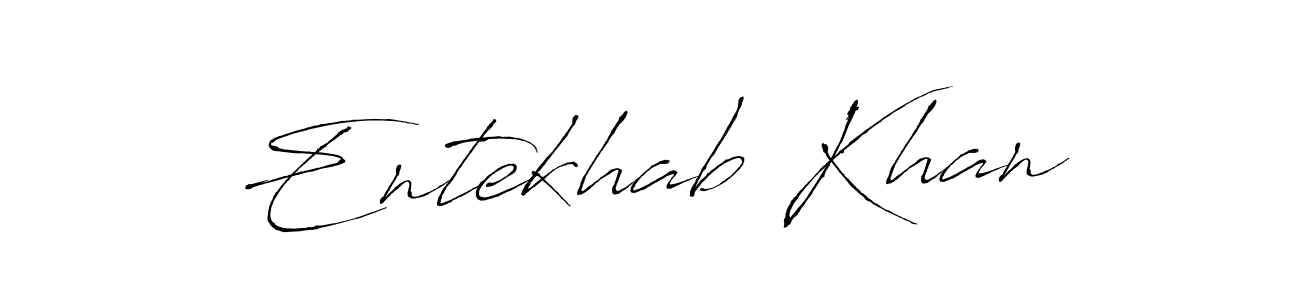 The best way (Antro_Vectra) to make a short signature is to pick only two or three words in your name. The name Entekhab Khan include a total of six letters. For converting this name. Entekhab Khan signature style 6 images and pictures png