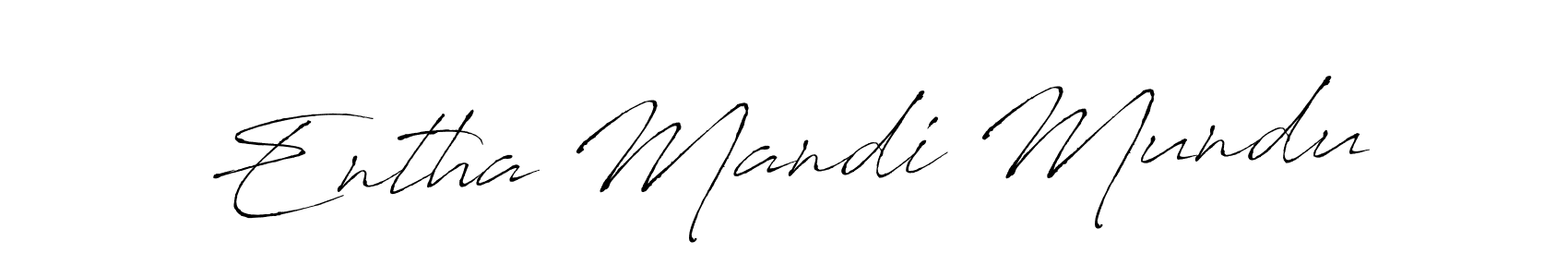 The best way (Antro_Vectra) to make a short signature is to pick only two or three words in your name. The name Entha Mandi Mundu include a total of six letters. For converting this name. Entha Mandi Mundu signature style 6 images and pictures png