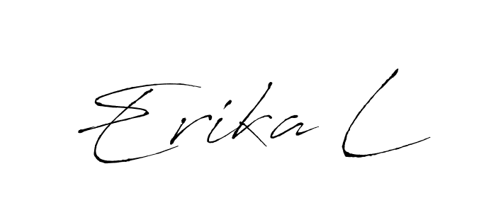 How to make Erika L name signature. Use Antro_Vectra style for creating short signs online. This is the latest handwritten sign. Erika L signature style 6 images and pictures png