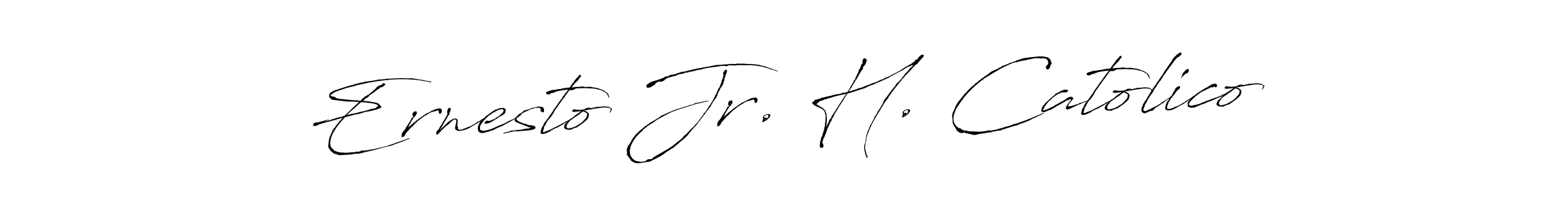 The best way (Antro_Vectra) to make a short signature is to pick only two or three words in your name. The name Ernesto Jr. H. Catolico include a total of six letters. For converting this name. Ernesto Jr. H. Catolico signature style 6 images and pictures png