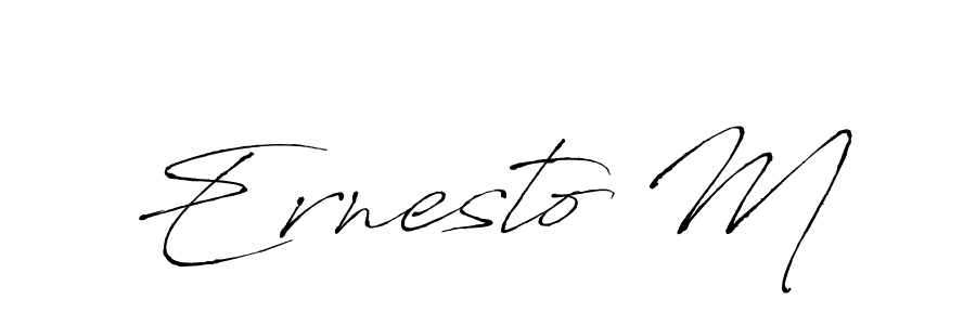 How to make Ernesto M name signature. Use Antro_Vectra style for creating short signs online. This is the latest handwritten sign. Ernesto M signature style 6 images and pictures png