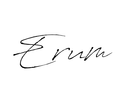 Use a signature maker to create a handwritten signature online. With this signature software, you can design (Antro_Vectra) your own signature for name Erum. Erum signature style 6 images and pictures png