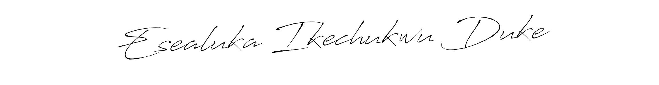 How to make Esealuka Ikechukwu Duke name signature. Use Antro_Vectra style for creating short signs online. This is the latest handwritten sign. Esealuka Ikechukwu Duke signature style 6 images and pictures png