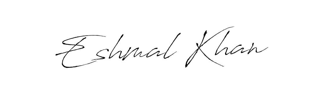 The best way (Antro_Vectra) to make a short signature is to pick only two or three words in your name. The name Eshmal Khan include a total of six letters. For converting this name. Eshmal Khan signature style 6 images and pictures png